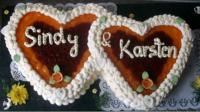 Hochzeitstorte - Sahneherz mit Mandarienen und Himbeeren
