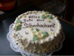 Cremtorte zur Silberhochzeit zweistckig